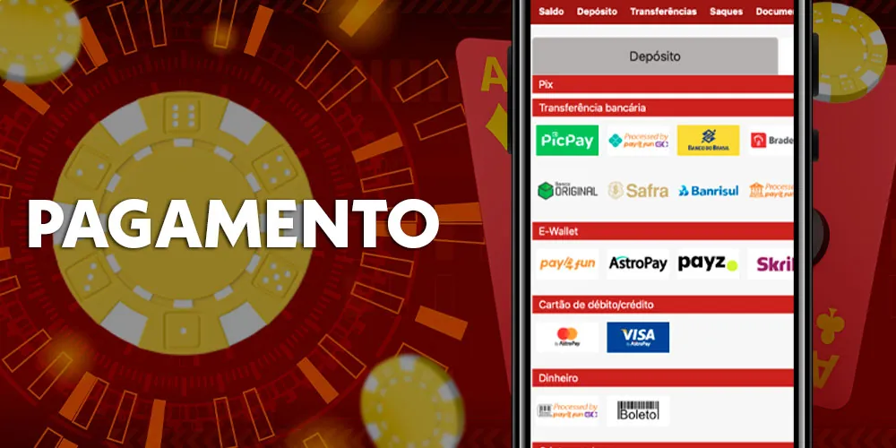 Depósito e saque no aplicativo móvel