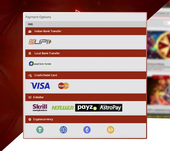 Select a deposit method and top up your account